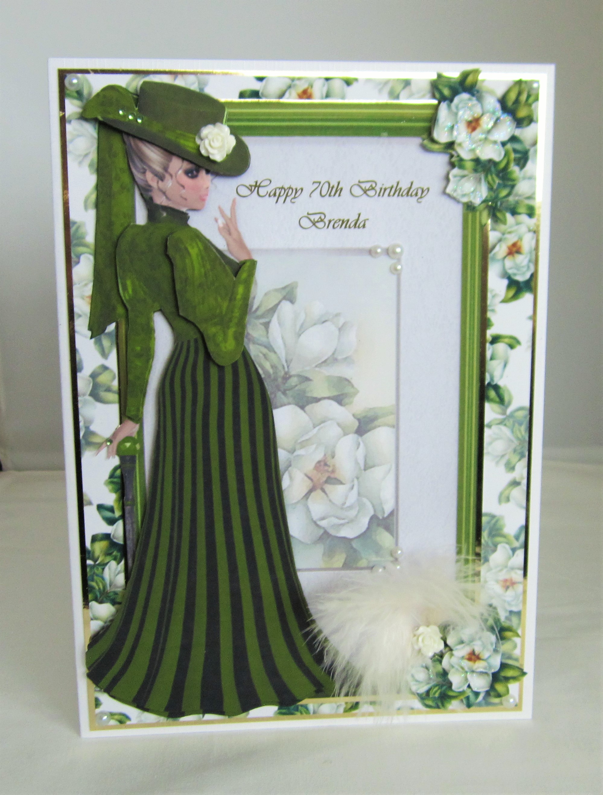 Elegant green lady Birthday card(layered)